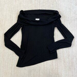 Revolve Lovers & Friends Black Long Sleeve Asymmetrical Ribbed Knit Top M